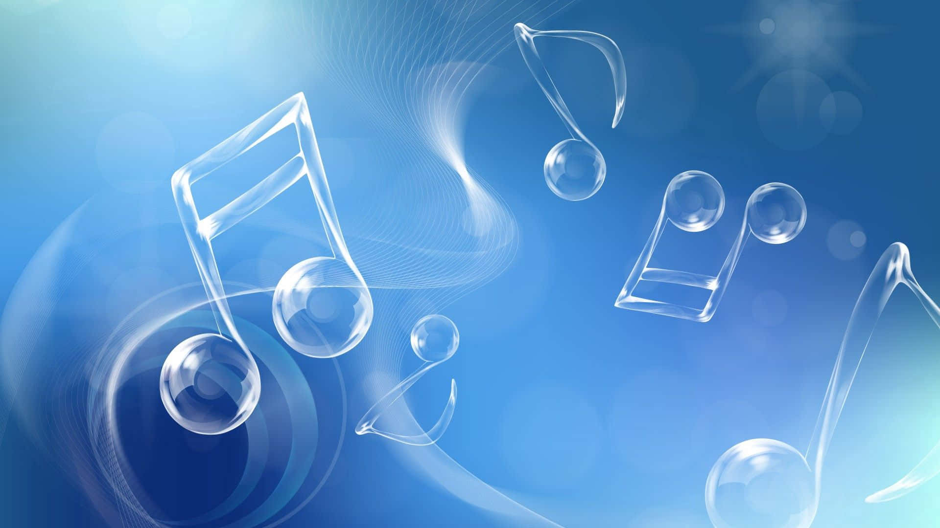 Bubble Musical Notes Blue PC Wallpaper