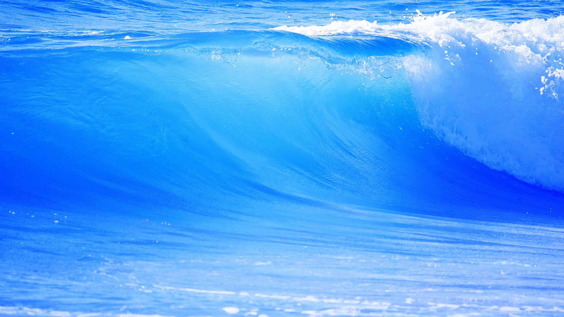 Huge Sea Wave Blue PC Wallpaper