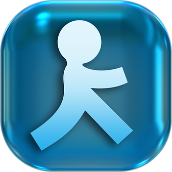 Blue Pedestrian Sign Icon PNG