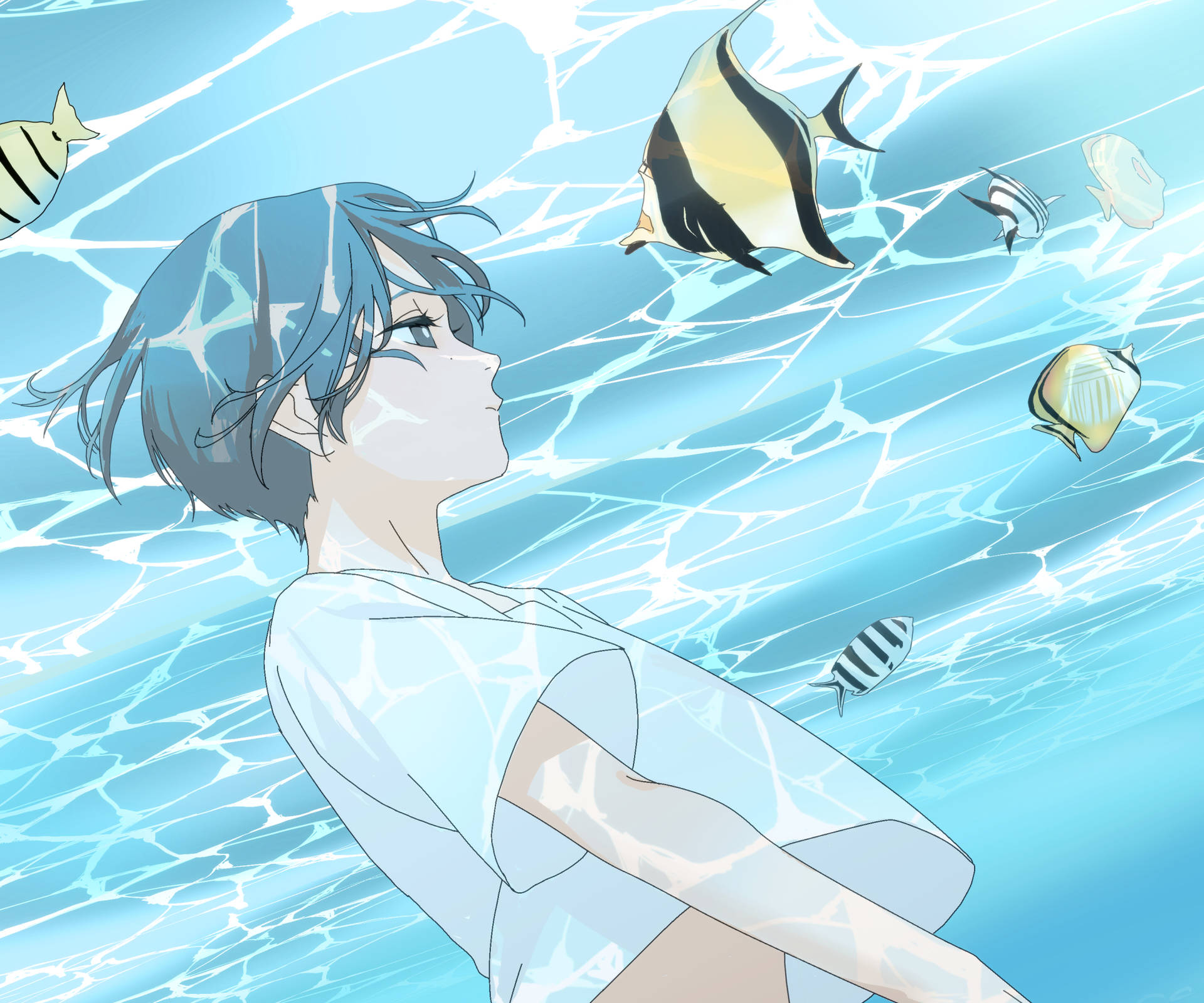Blauerzeitraum Yotasuke Im Wasser Wallpaper
