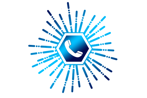 Blue Phone Icon Radiating Lines PNG