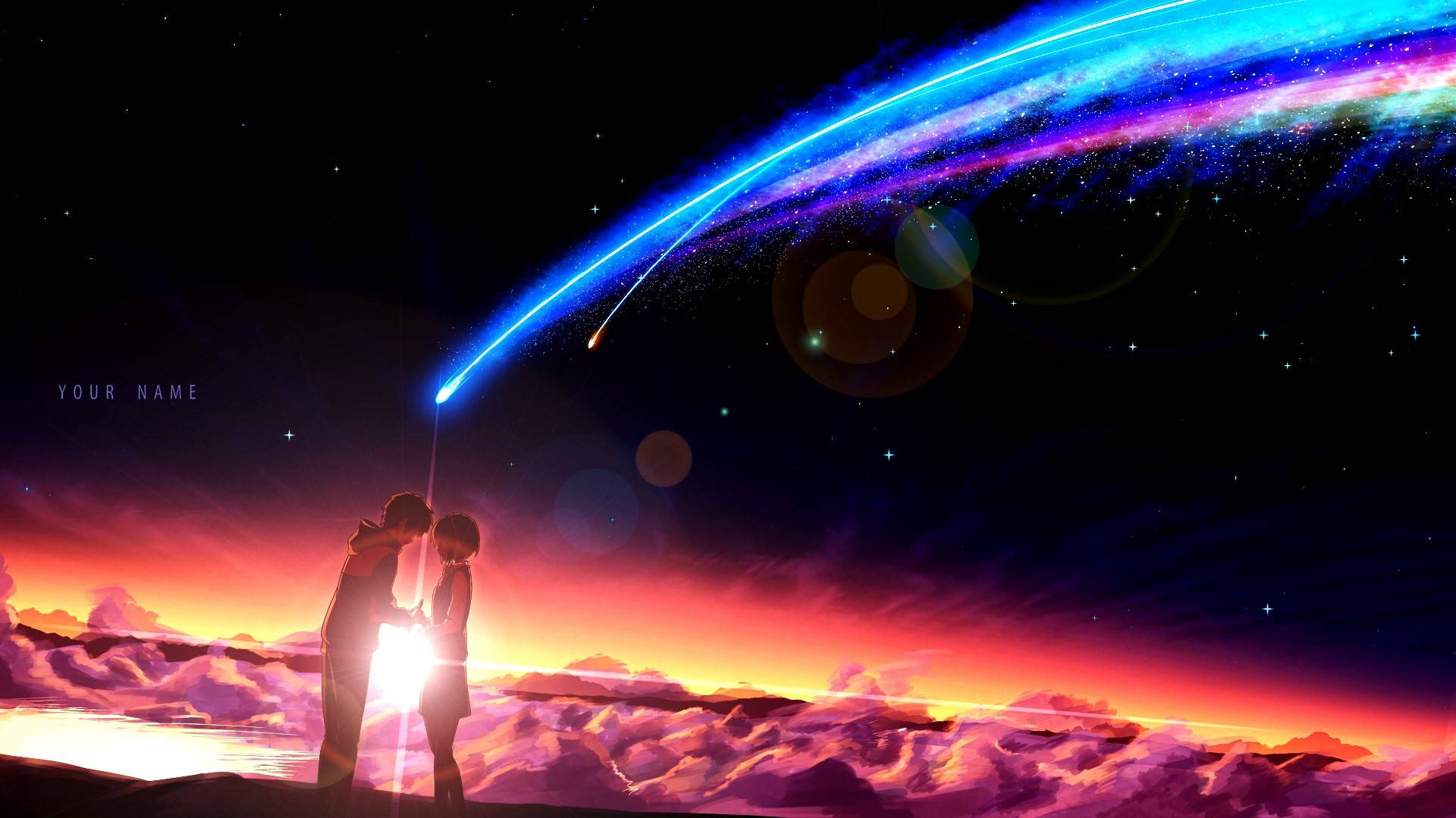 Blue Pink Comet Your Name Anime 2016 Background
