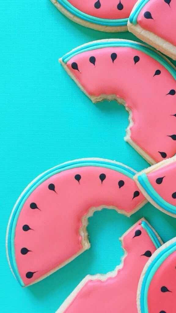 Blue-pink Watermelon Cookie Iphone Wallpaper