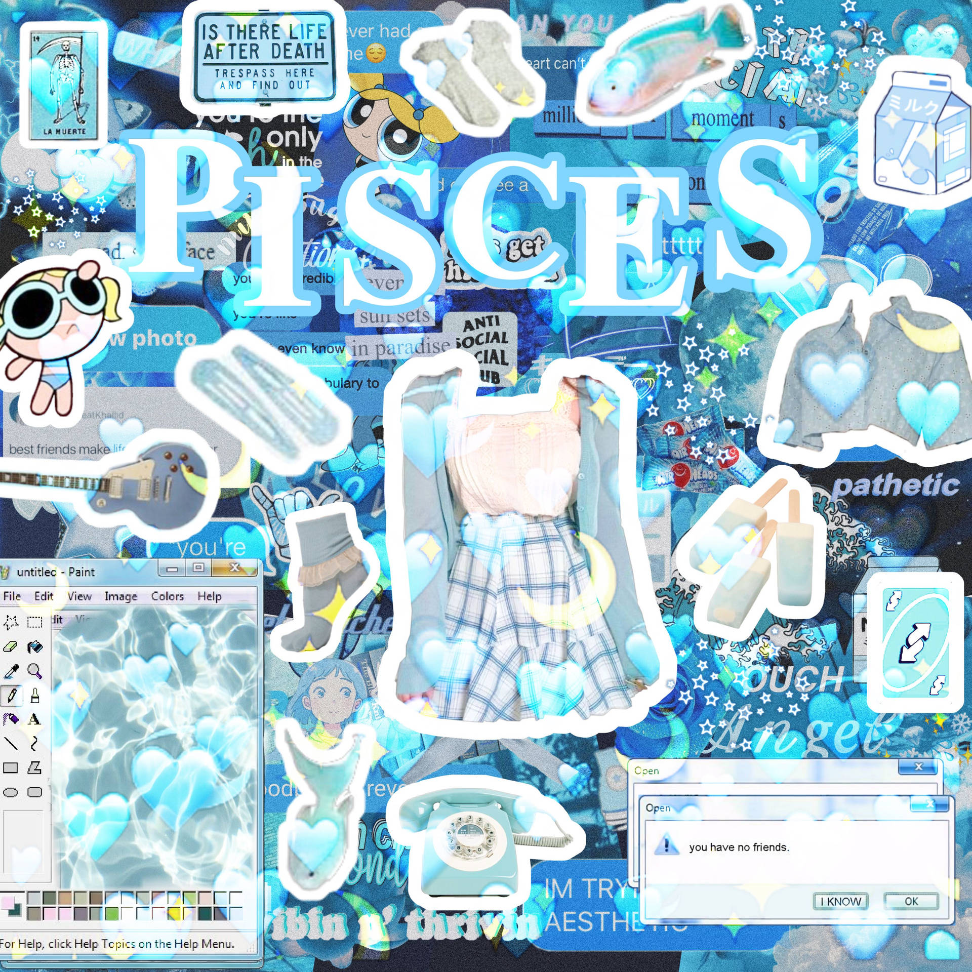 Blue Pisces Aesthetic Collage Wallpaper