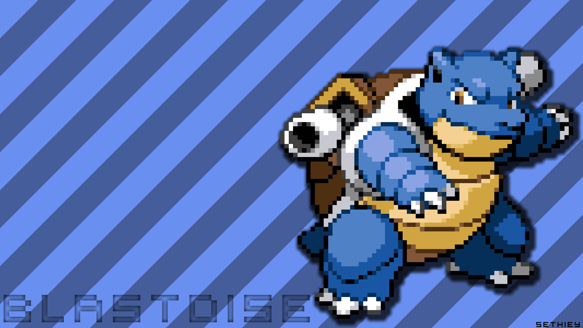A detailed view of Blastoise, a powerful Pokemon from the Kanto region. Wallpaper