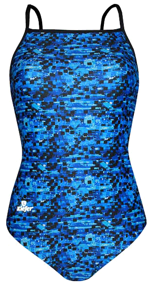Blue Pixel Print Swimsuit PNG