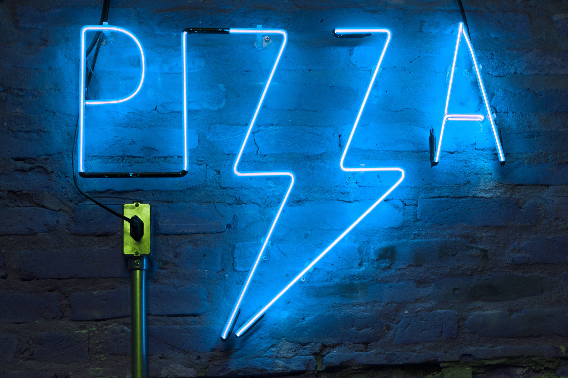 Blue Pizza Neon Sign Wallpaper