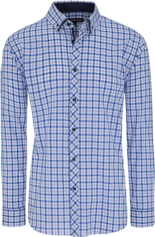 Blue Plaid Long Sleeve Shirt PNG