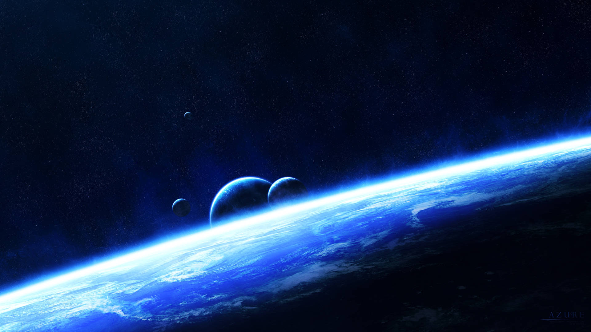 Blue Planets In Universe Wallpaper