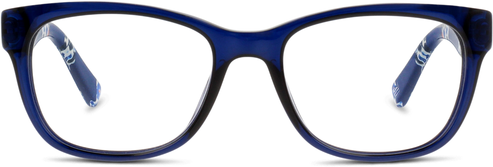 Blue Plastic Eyeglasses Front View PNG