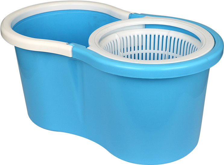 Blue Plastic Mop Bucketwith Wringer PNG