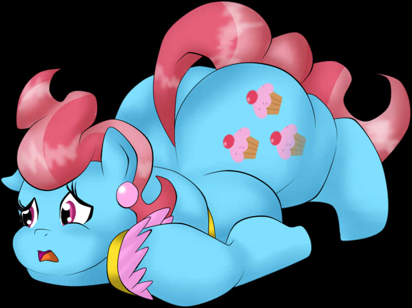 Blue Pony Pink Hair Cupcake Cutie Mark PNG