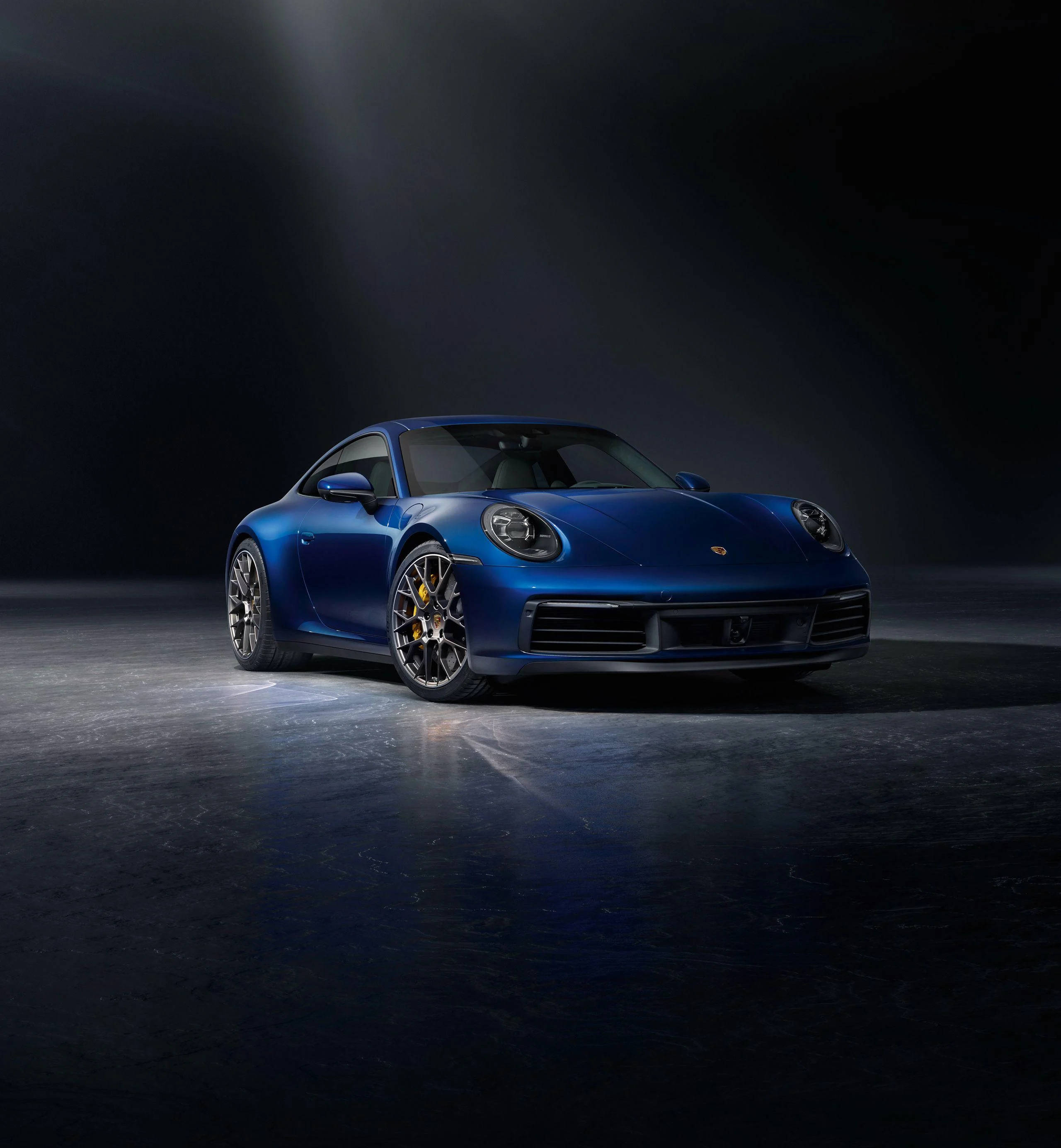 Blue Porsche 911 In Dark Room Wallpaper
