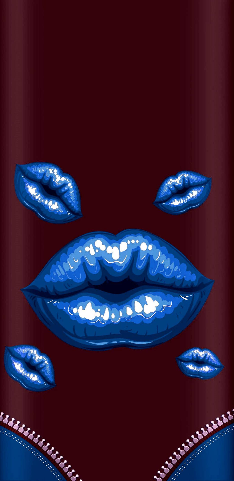 Blue Pouty Lips Artwork Wallpaper