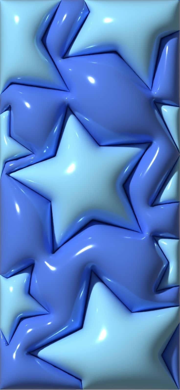 Blue Puffy Stars Pattern Wallpaper