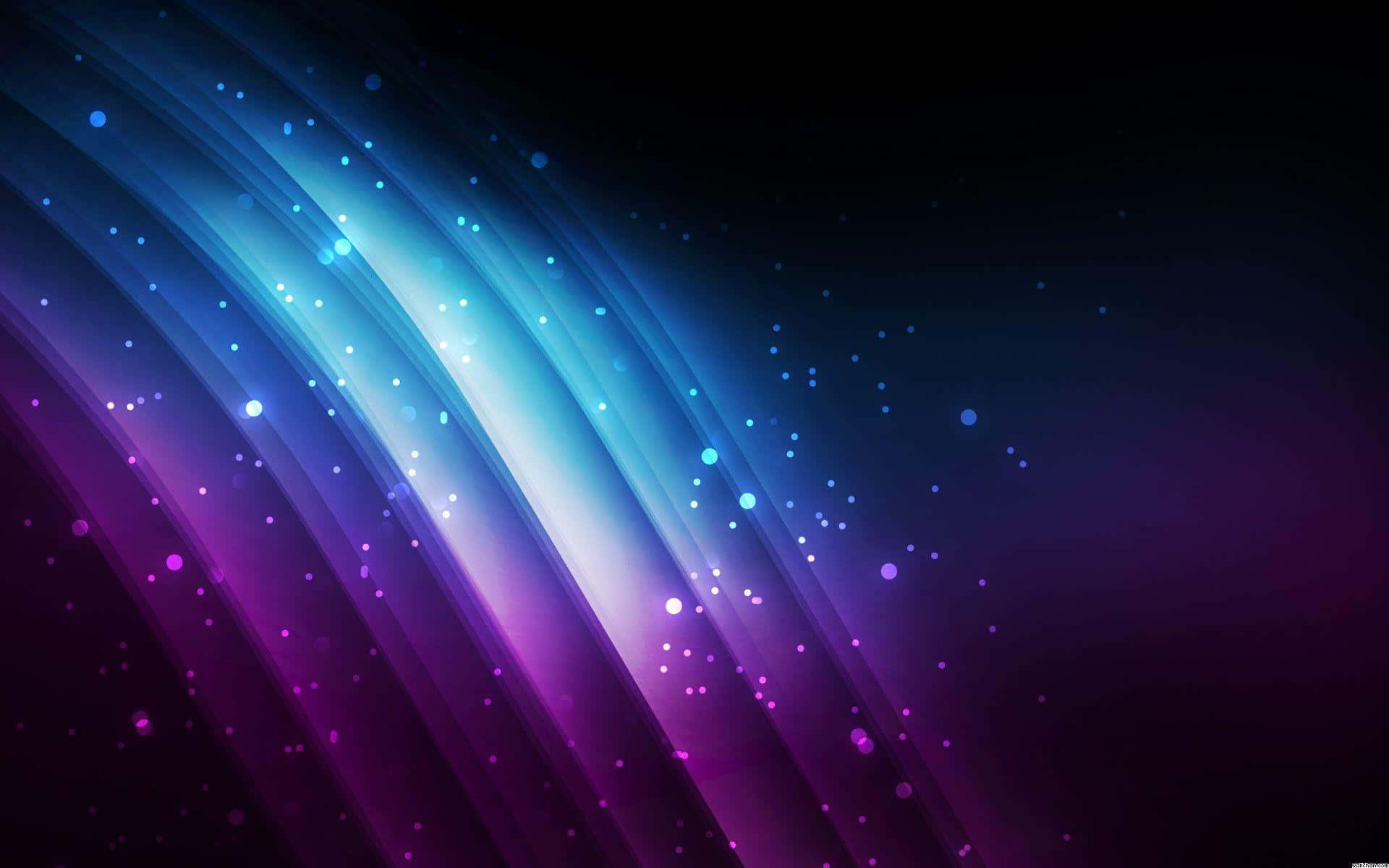 A desktop setup in bright cool blue and purple hues Wallpaper