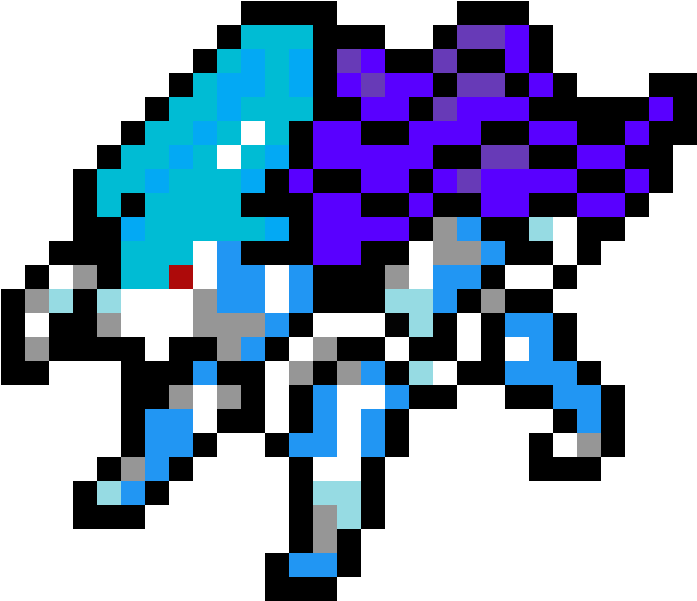 Blue Purple Pokemon Pixel Art PNG