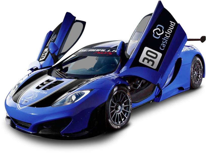 Blue Race Car With Open Doors PNG