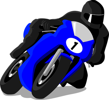 Blue Racing Motorcycle Vector PNG