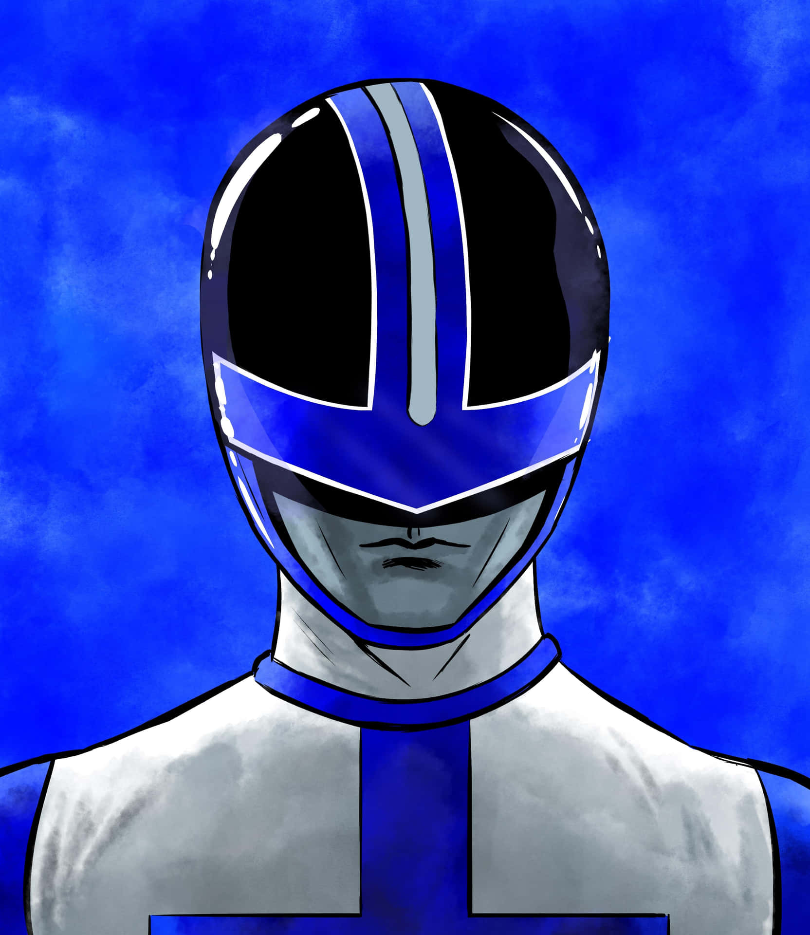 Blue Ranger Portrait Artwork Wallpaper