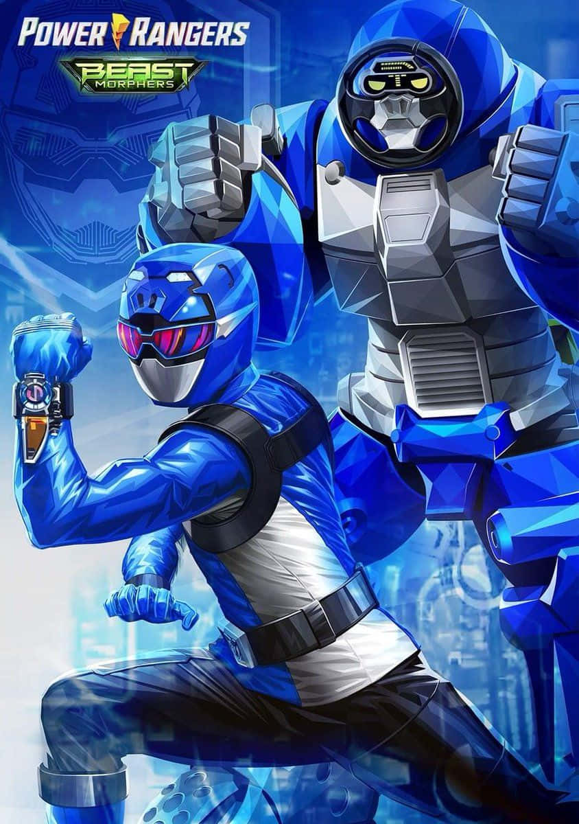 Download Blue Rangerand Zord Power Rangers Beast Morphers Wallpaper ...