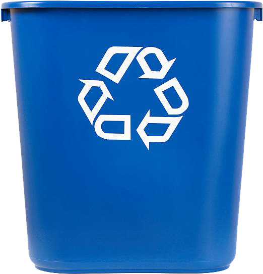 Blue Recycling Bin White Recycle Symbol PNG