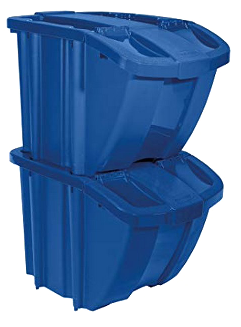 Blue Recycling Bins Stacked PNG