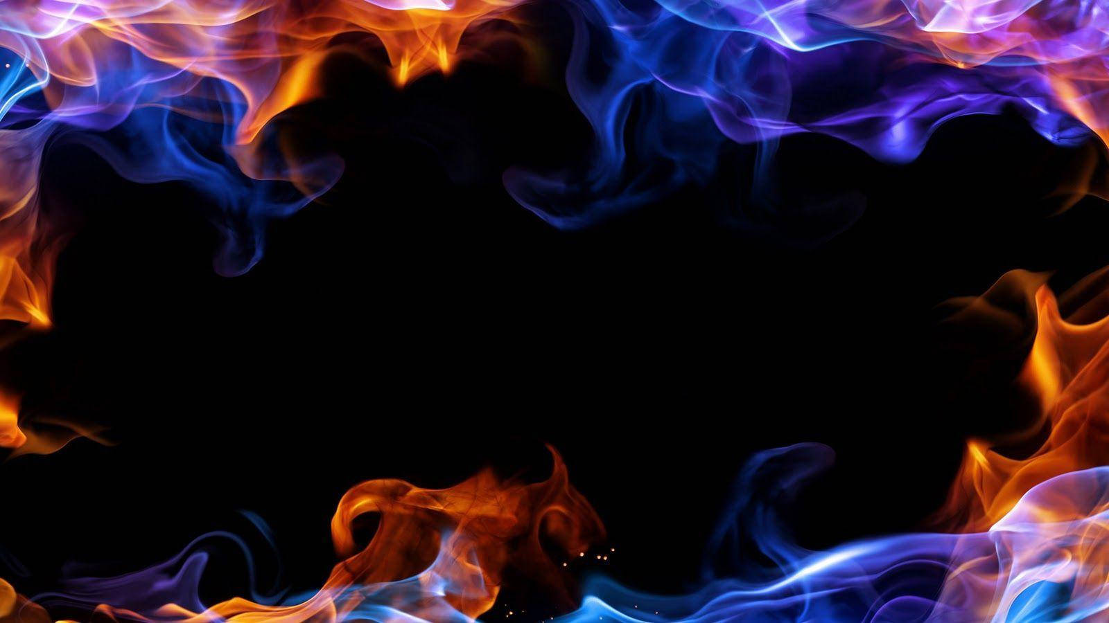 Blue Red Border Fire Background Wallpaper