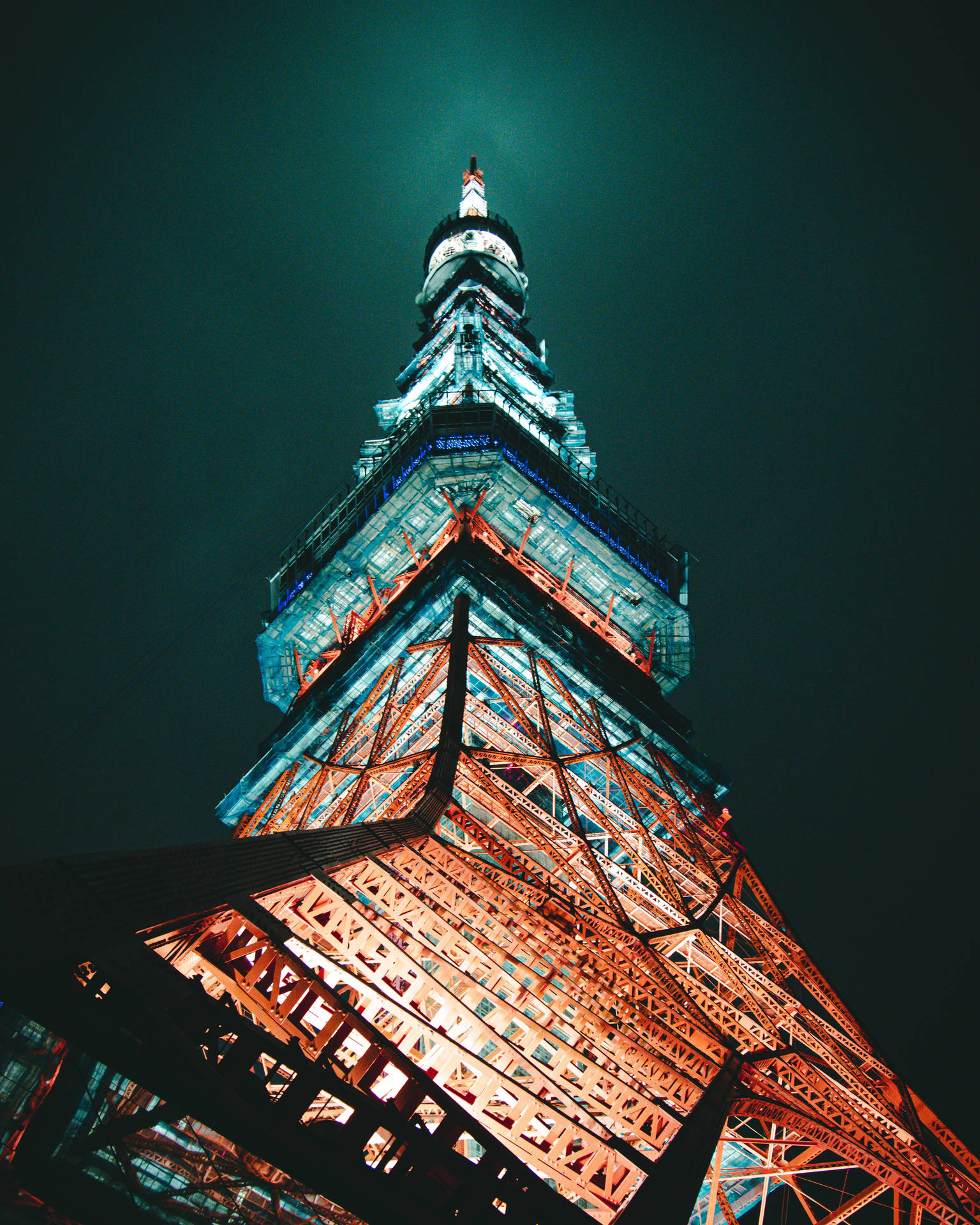Blue Red Lights Tokyo Tower Wallpaper