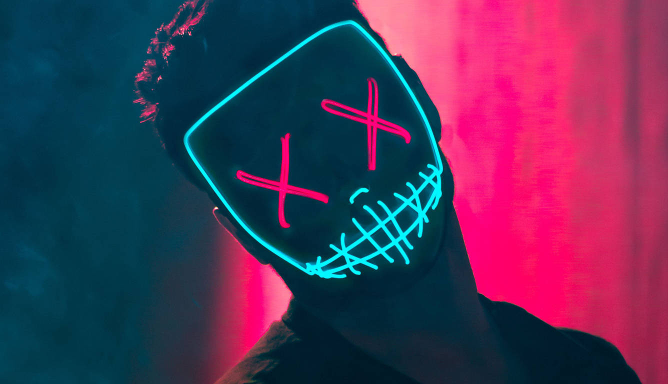 Blåröd Neonlys Face Maskering Wallpaper