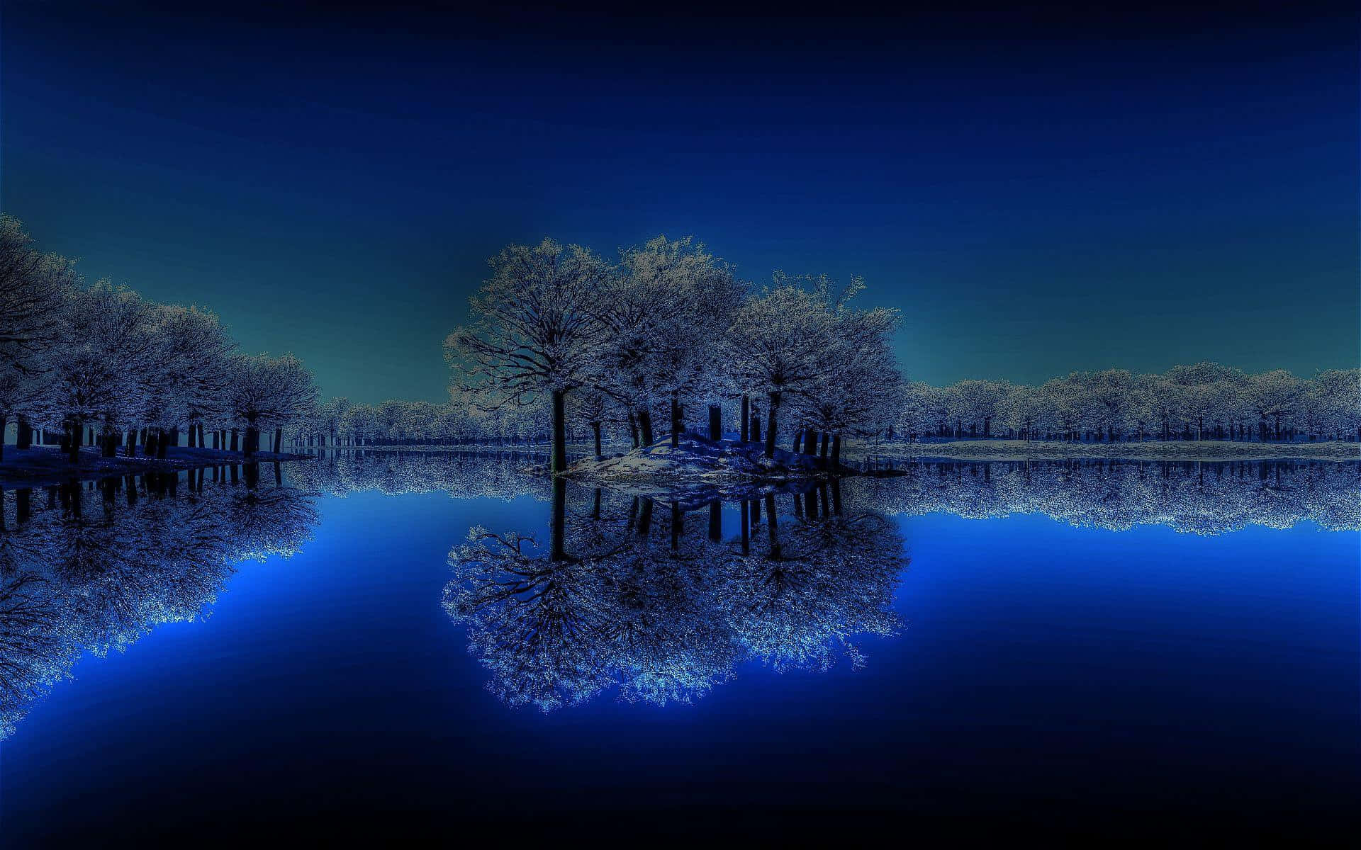 Blue Reflective Natural Background Wallpaper