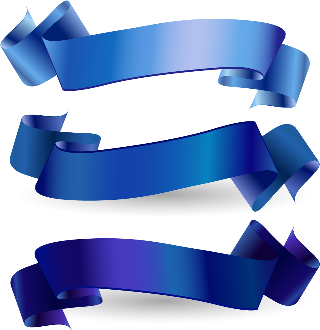 Blue Ribbon Banners Vector PNG