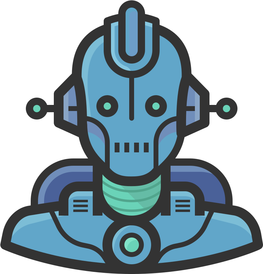 Blue Robot Avatar Graphic PNG