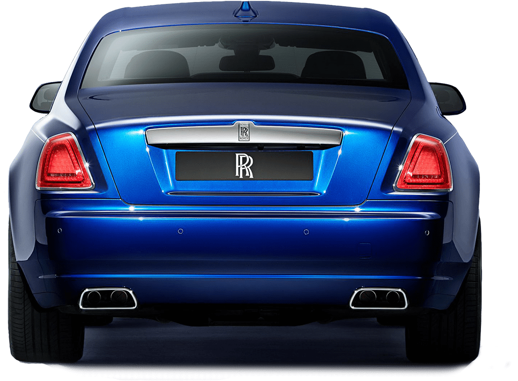 Blue Rolls Royce Rear View PNG