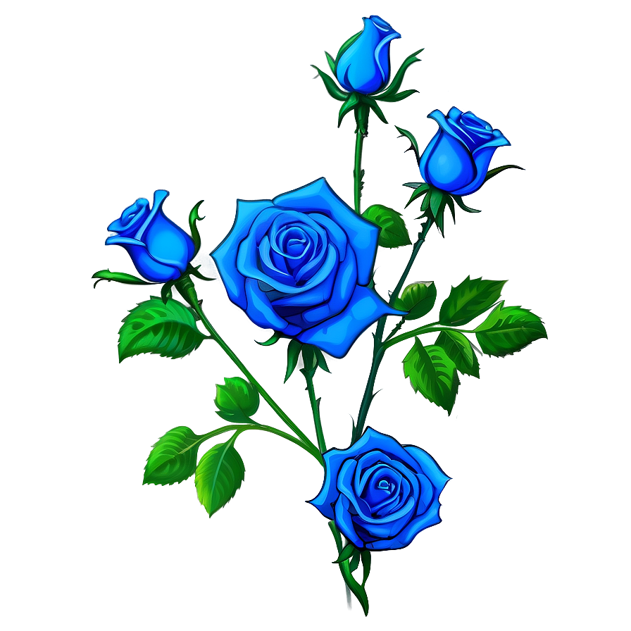 Blue Rose Artwork Png Thh13 PNG