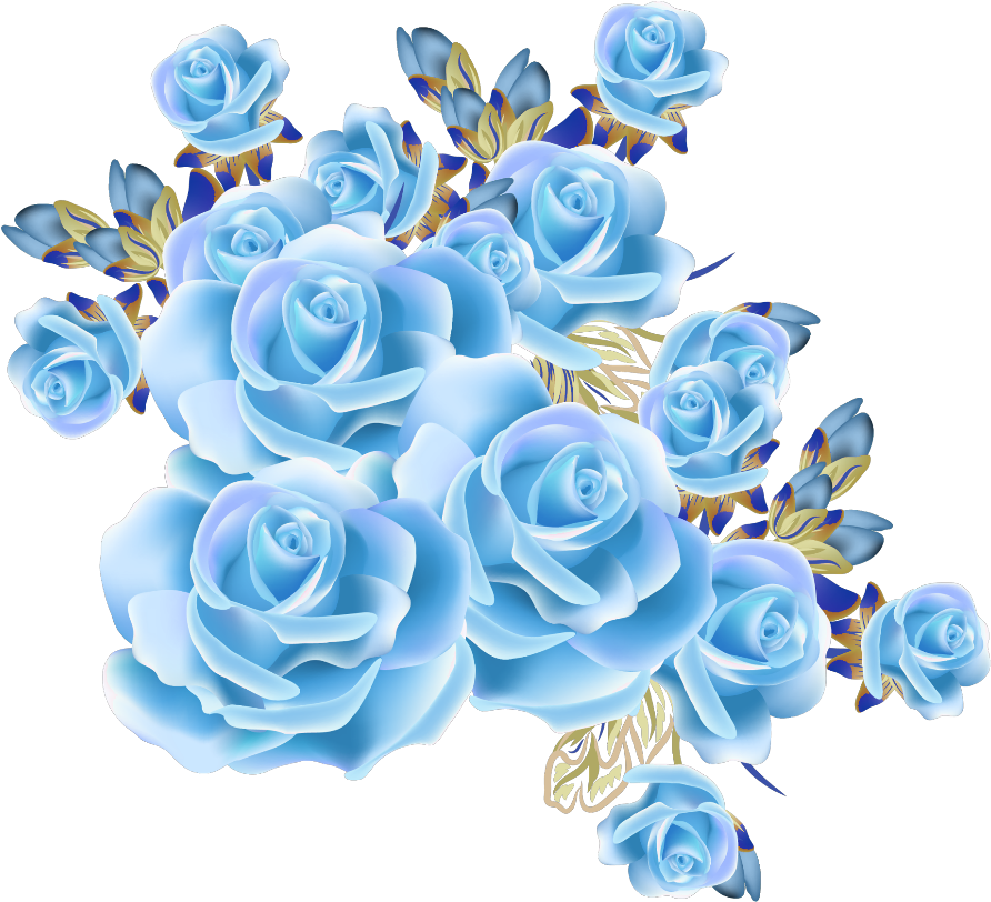 Blue Rose Bouquet Illustration PNG