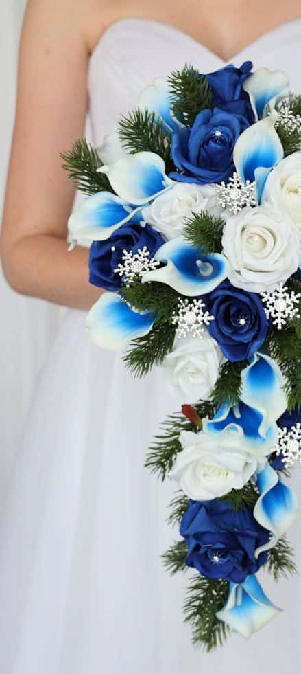 Fotounica Del Bouquet Da Sposa Con Rosa Blu
