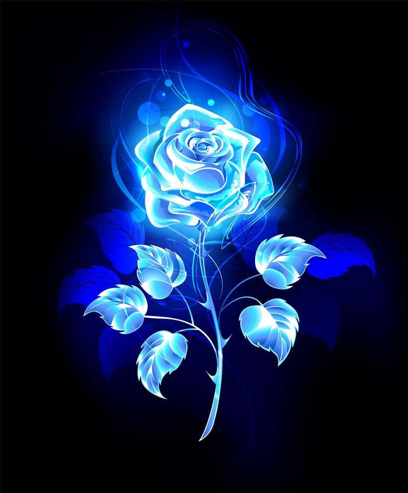 Imagende Arte De Una Rosa Azul Iluminada.