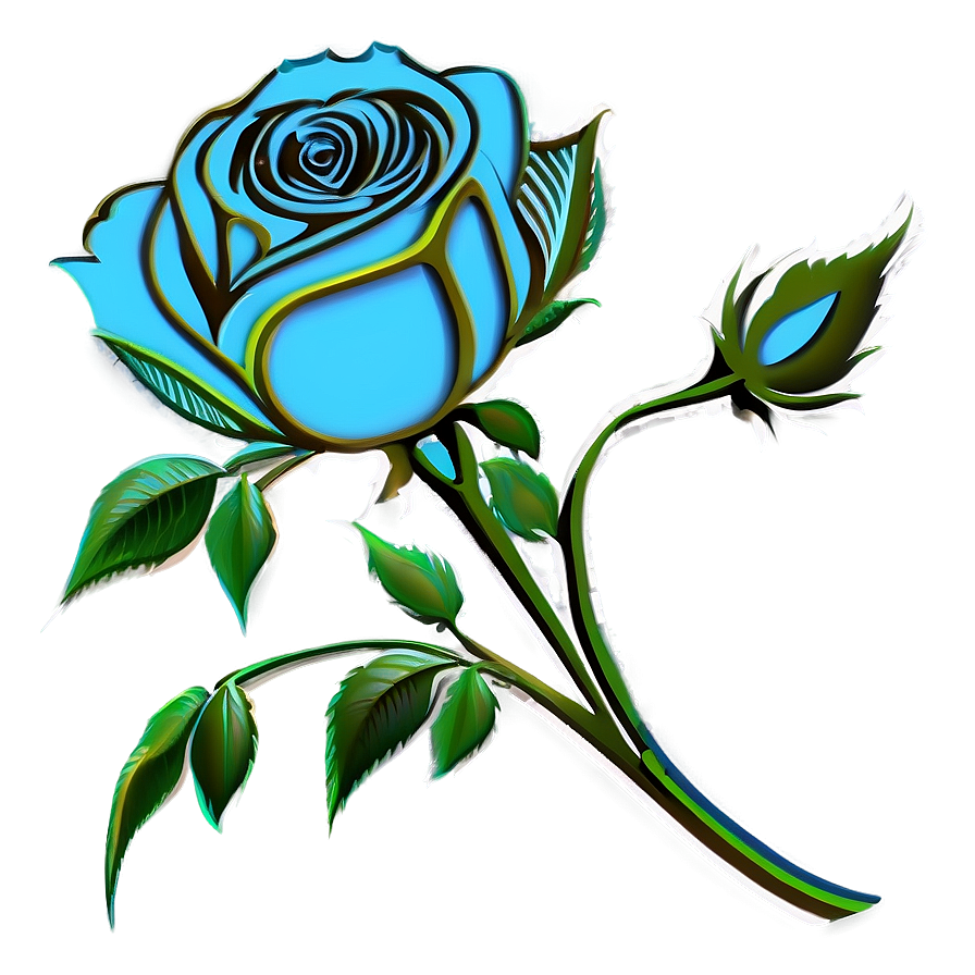 Blue Rose Silhouette Png 06202024 PNG