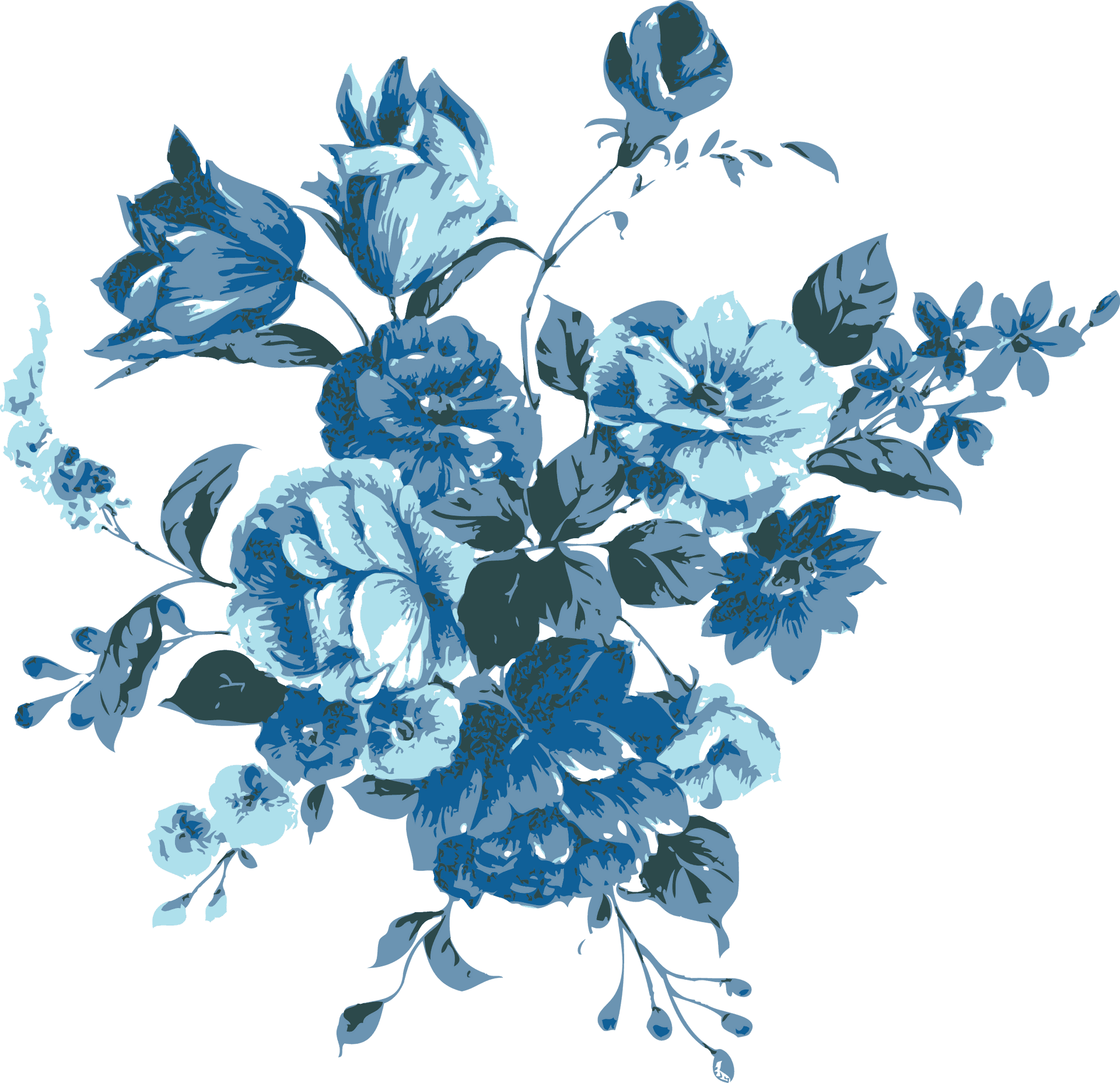 Blue Rose Vector Illustration PNG