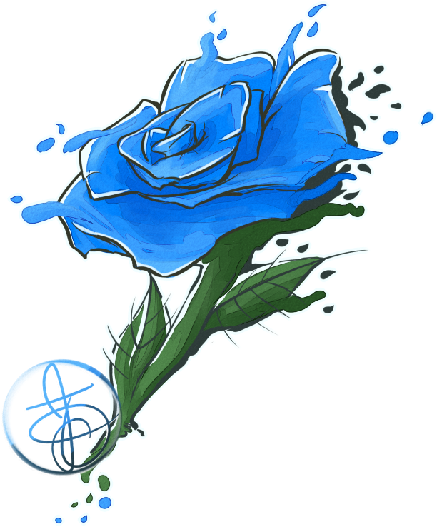 Blue Rose Watercolor Tattoo Design PNG