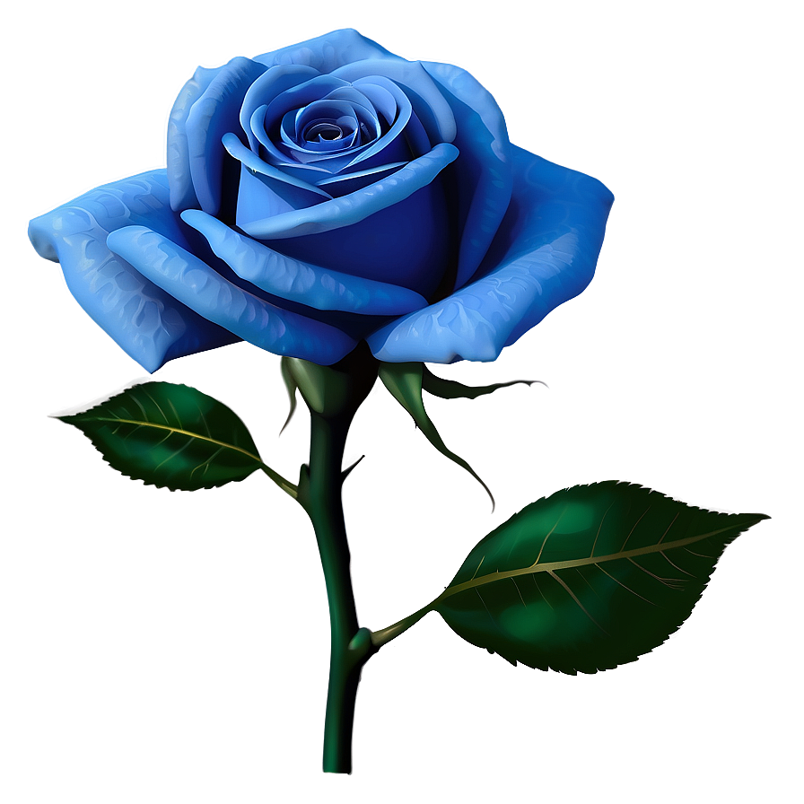 Download Blue Rose With Leaves Png 06202024 