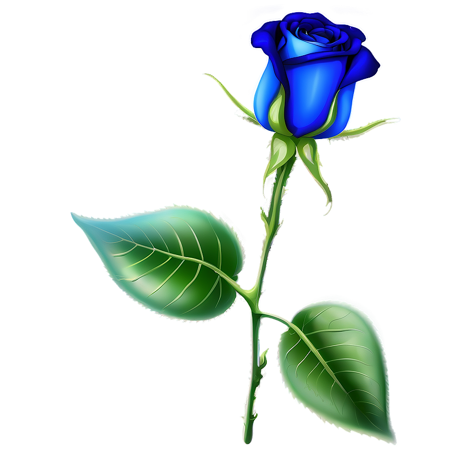 Download Blue Rose With Leaves Png Gwy | Wallpapers.com