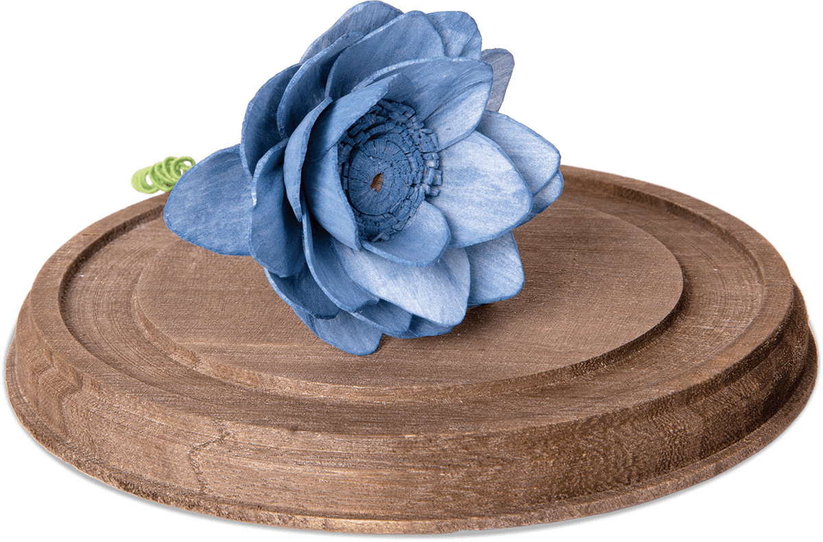 Blue Roseon Wooden Platter PNG