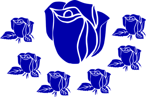 Blue Roses Vector Illustration PNG