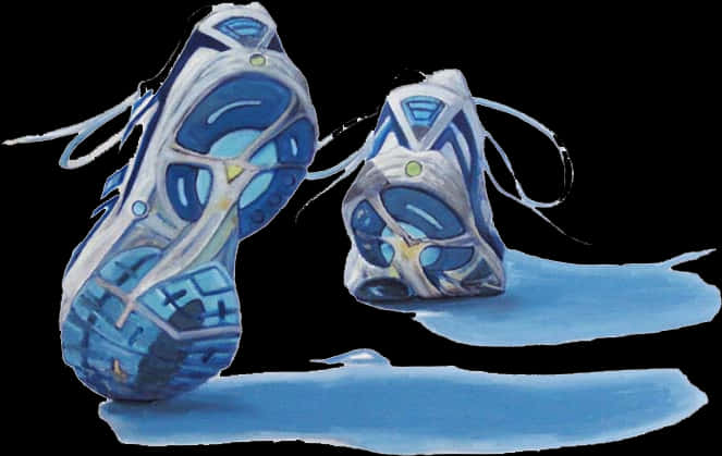 Blue Running Shoes Artistic Representation PNG