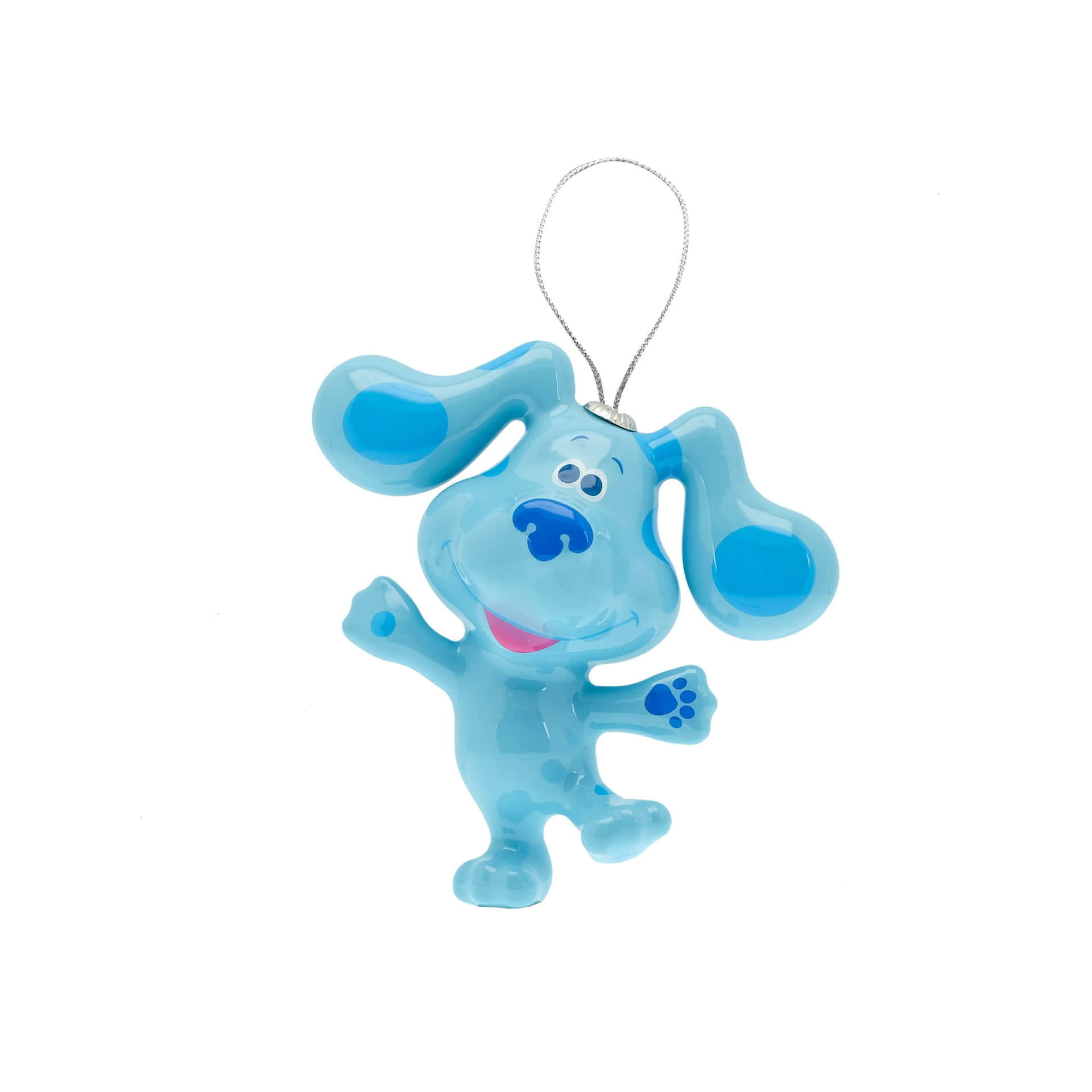Blue Dog Ornament Hanging On A White Background