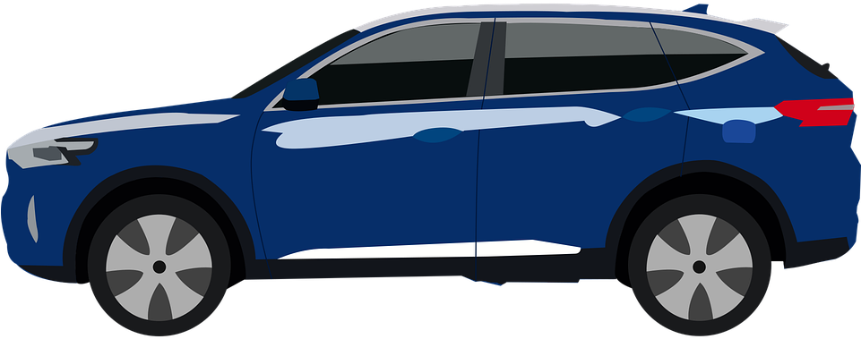 Blue S U V Side Profile Vector PNG