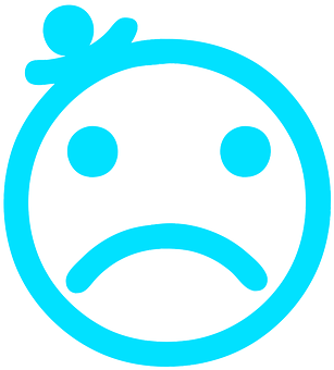 Blue Sad Face Cartoon PNG