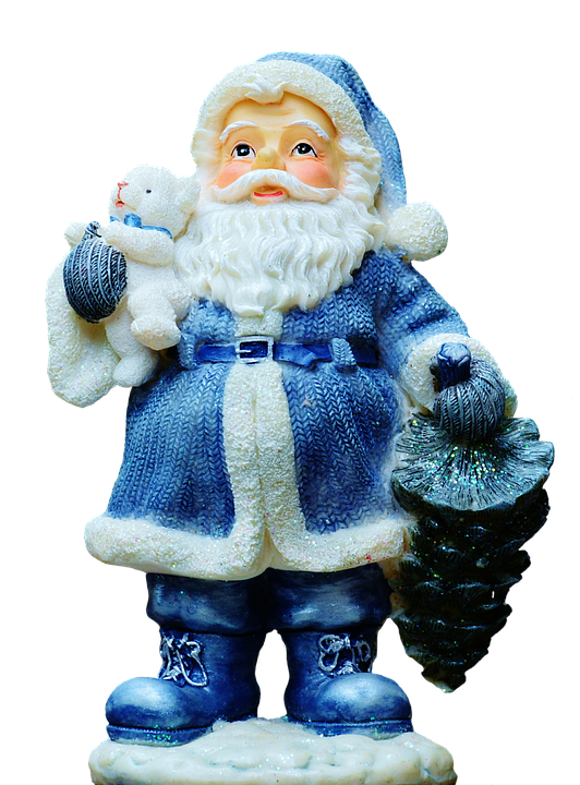 Blue Santa Claus Figurine PNG